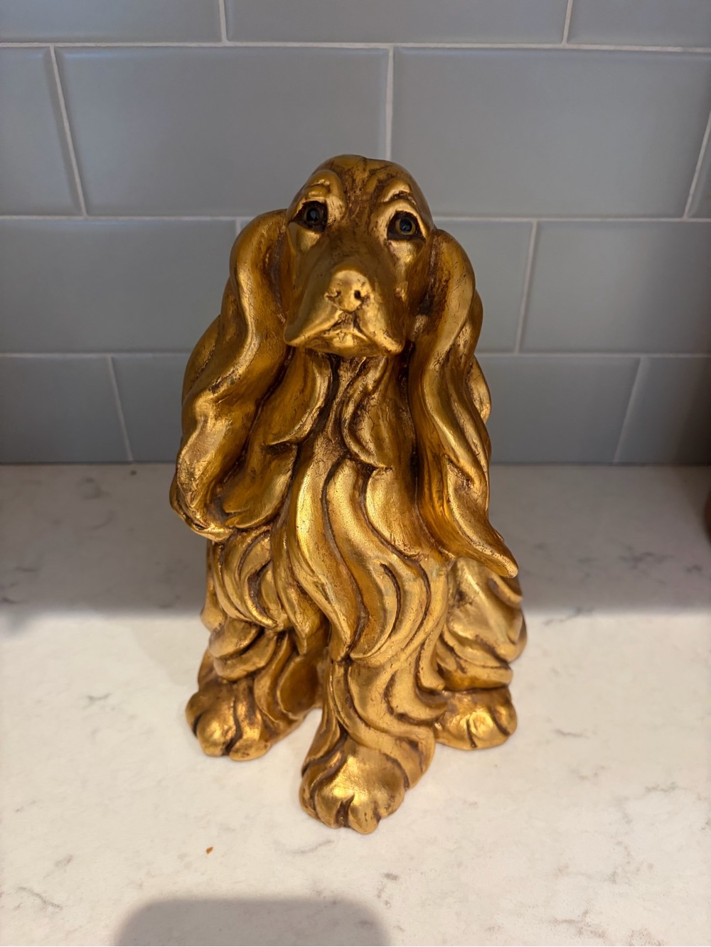 Vintage Kay Finch California Cocker Spaniel Dog Gold Leaf Glaze Figure 8" RARE
